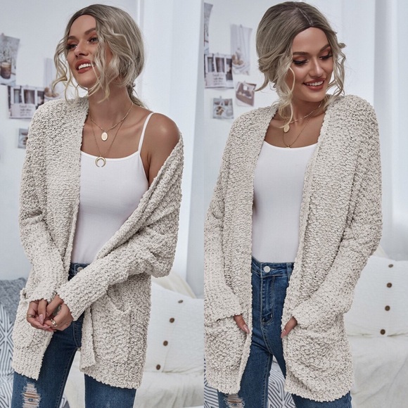 Cream Popcorn Cardigan Cozy - Picture 3 of 3